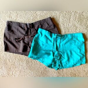 NY&Co Bundle of 2 pairs of Comfort Zone Linen Shorts - partial elastic waist, XL